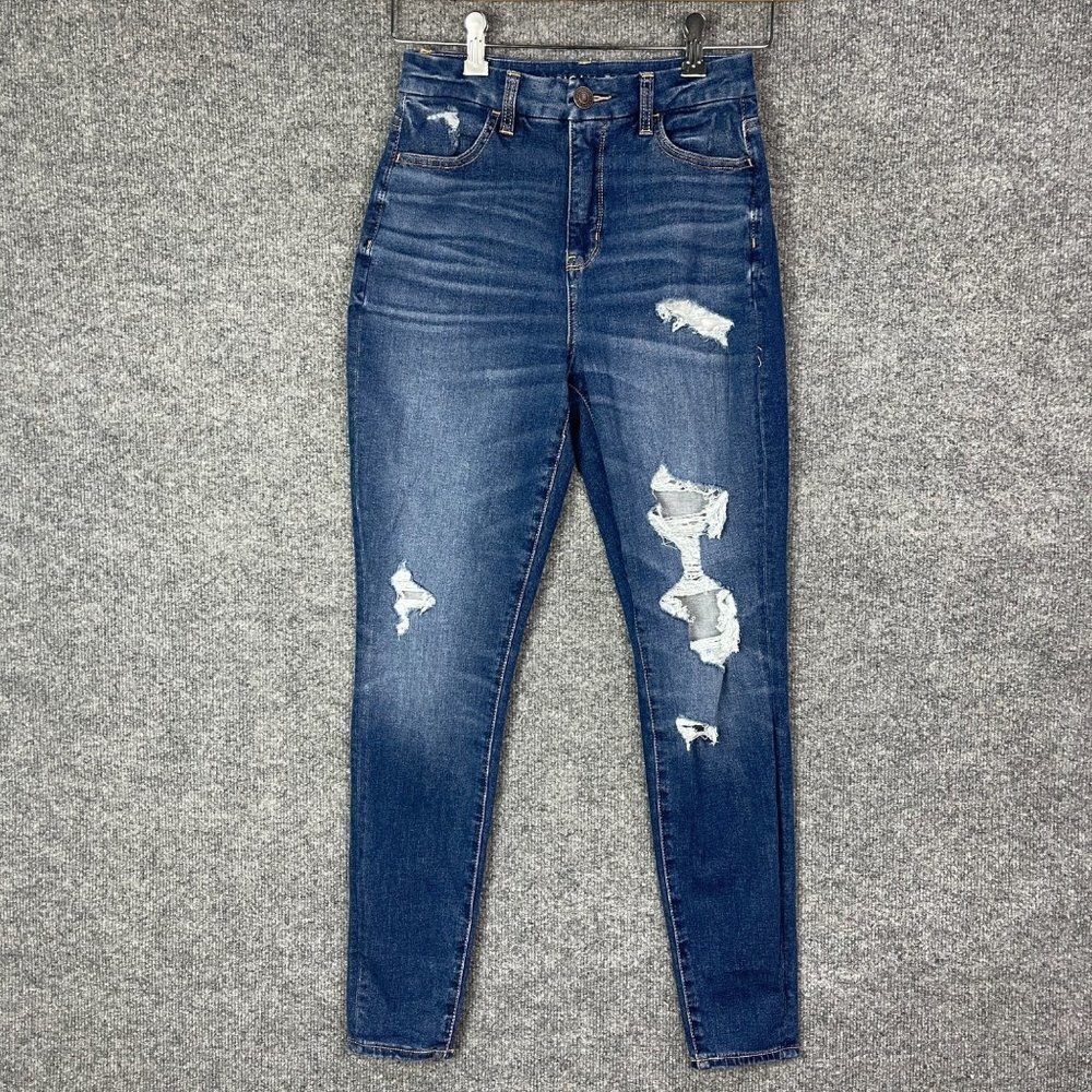 American Eagle Women 2 Medium Wash The Dream Jean Jegging Stretch Zip Blue